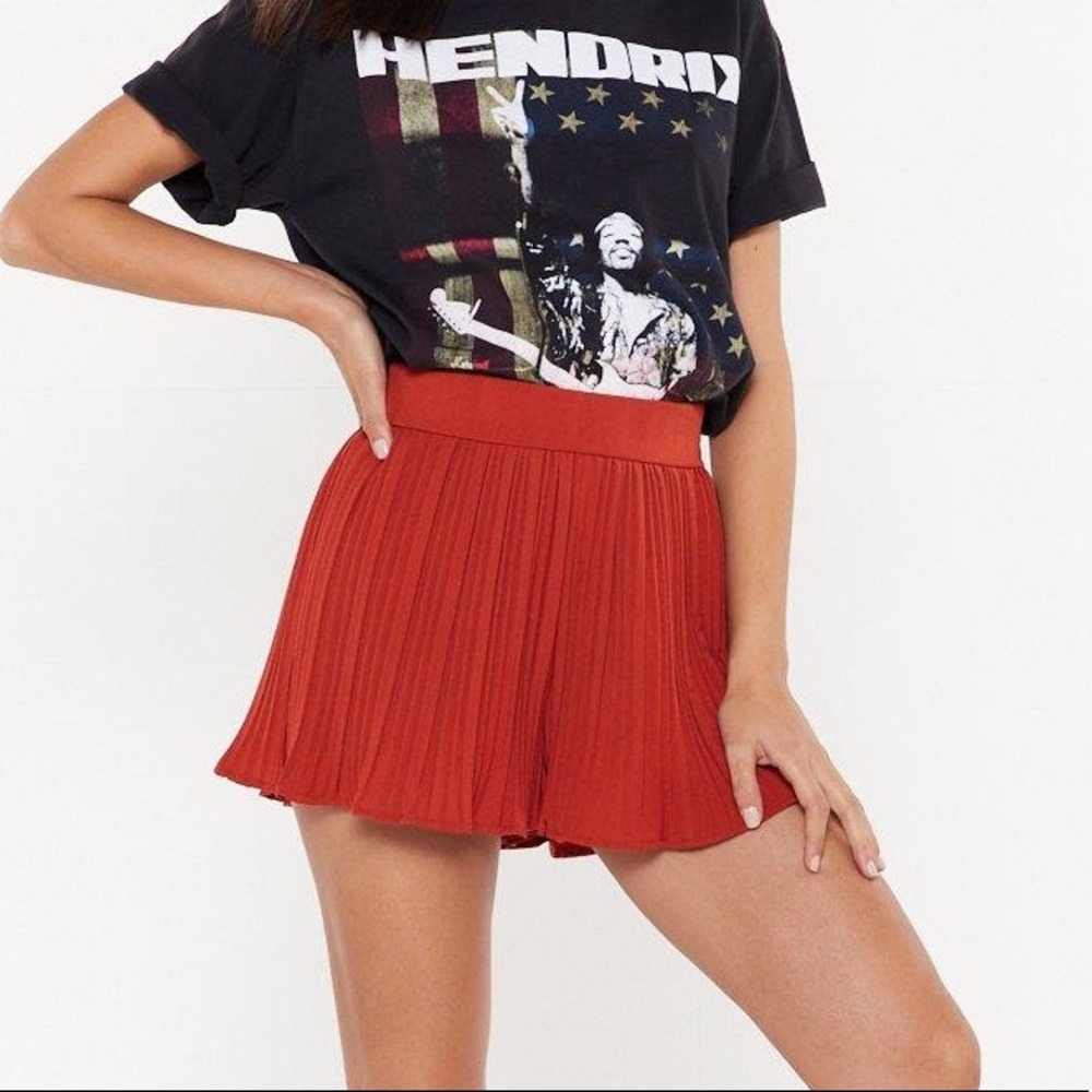 Nasty Gal Brick Red High Waist Crinkle shorts